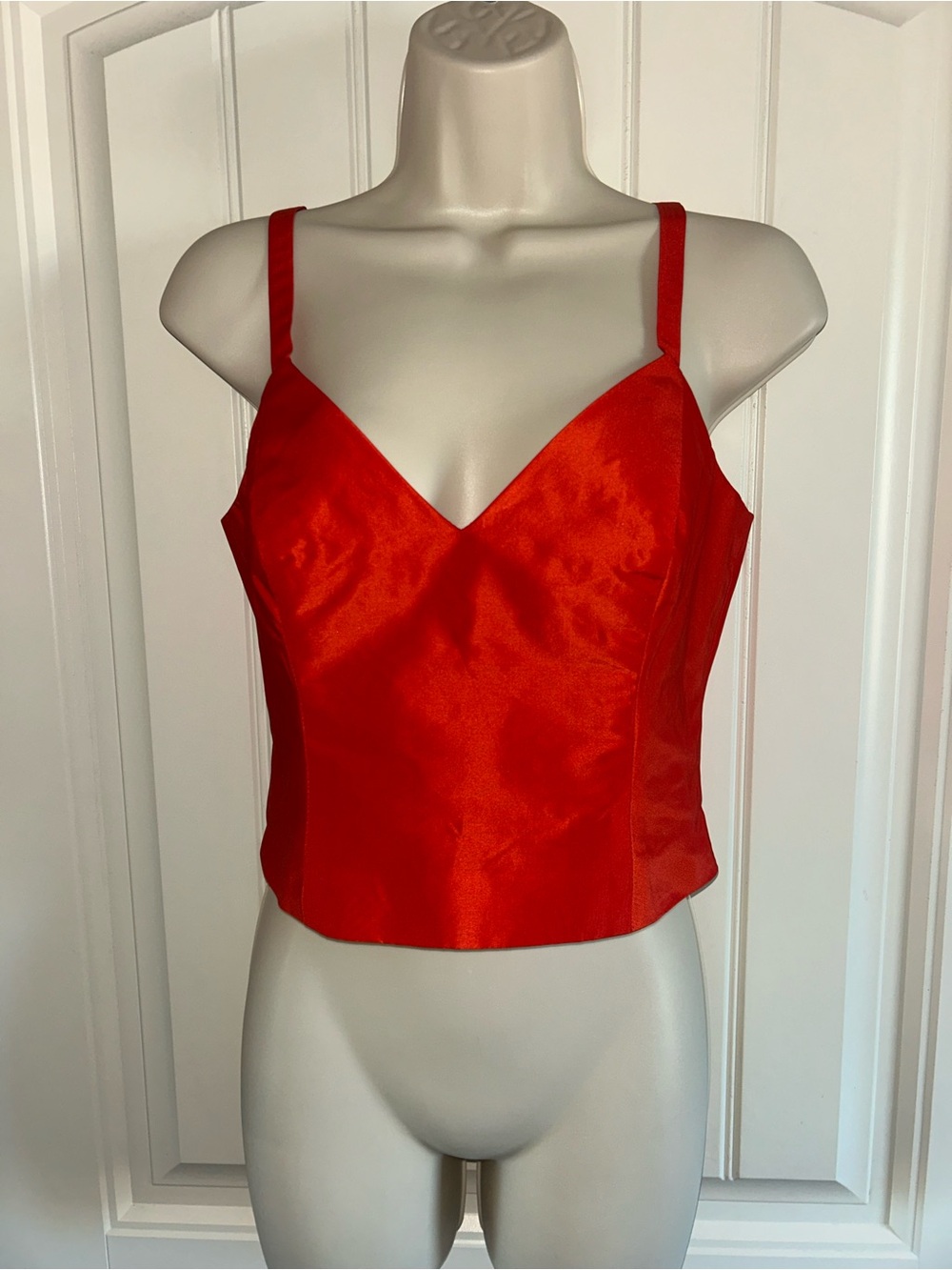 NEW Vibrant Orange V-Neck Satin Cami Top Sz S